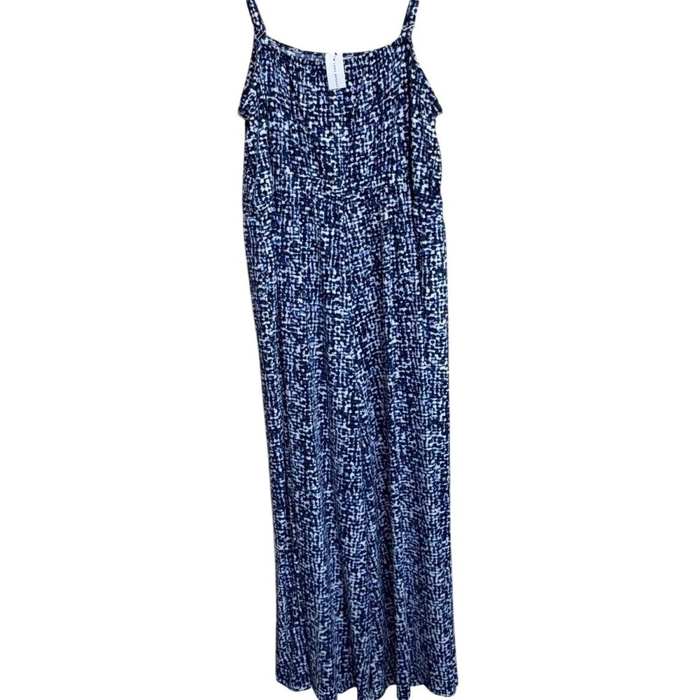 NWT Lane Bryant Blue White Abstract Print Sleeveless Stretch Romper 22/24 - Picture 2 of 10